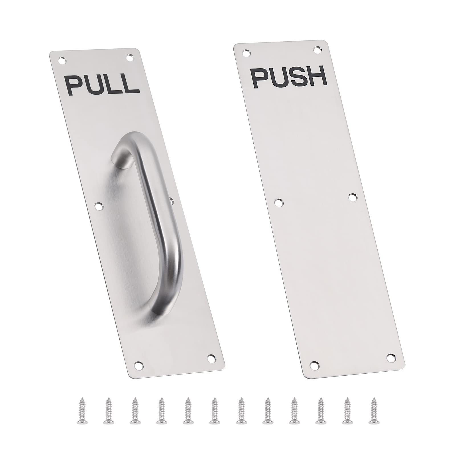 GINZER Stainless Steel Door Handle, Aluminum Alloy Pull and Push Plate Commercial Silver Heavy Duty Sliding Door Handle with Screws,300 X 80 mm — image 1