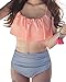 Tempt Me Two Piece Women Flounce Ruched Crop High Waist Vintage Bikini Set