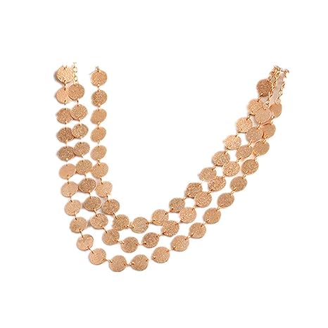 L_shop Mehrschichtige Runde Metallhalsband Mode Retro Mehrschichtige Kette Geometrische Anhänger Halskette