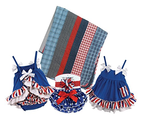 Stephan Baby Stars and Stripes Collection Ruffled Swing Top and Diaper Cover, 6-12 Months