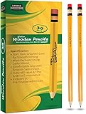 Pack of 30 Art Frenzy Wood-Cased 2HB Pencils - Yellow Wooden Lead Pencils with Latex-Free Eraser - Pre-Sharpened - by Utopia Home
