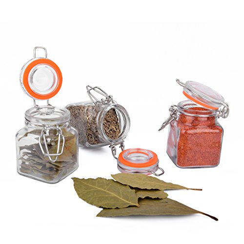 Spice Jars 12 Airtight Flip Top Bottles with 40 Labels & Chalkboard