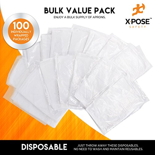 Xpose Safety White Plastic Disposable Aprons (100 pack 24" x 42