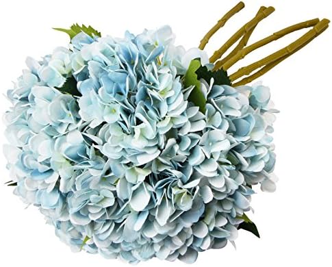 TYEERDEC Artificial Flowers 6 Bundles Artificial Silk Hydrangea Bouquet for Wedding Home Garden Hotel Party Decoration-Blue