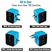 International Travel Adapter Universal Power Adapters Plug Converter Worldwide All in One with 4 USB Ports and AC Socket Perfect European Adaptor for US EU UK AUS Asia Europe Italy American (Blue)