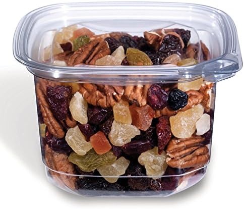 Placon EV1-16, 16 Oz Evolutions Tamper-Resistant Clear Square Deli PET Base with Lid, Take Out Disposable Catering Food Containers with Matching Lids (100)