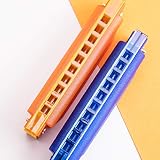 AMOR PRESENT Kids Harmonica, 2 PCS Translucent Harmonica with Case 10 Holes Diat