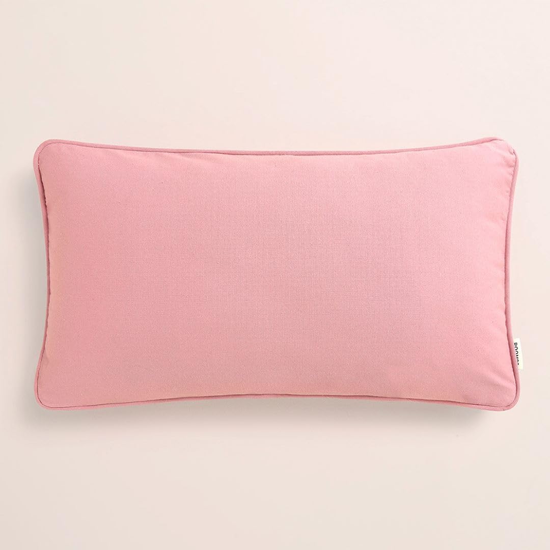 ROOM99 Pure 30 x 50 cm, Decorative Cushion Cover, Throw Cushion Cover, Aesthetic, Modern, Bedroom, Living Room Decor, Pink, 1 Piece
