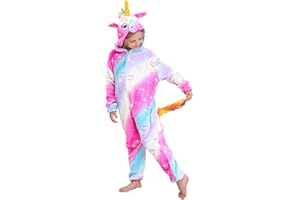 UDERUI Kids Unicorn Onesie Pajamas One-Piece Cosplay Costume Animal Sleepwear Girls And Boys