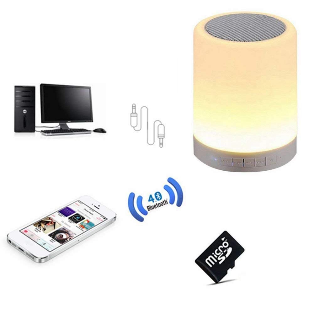 Night Light Bluetooth 4.2 Speakers, PRODELI Wireless Music Player Touch Control Color Changing Beside Table Lamp Support AUX, TF Card with Mic Handsfree【Multi-connection】【Left/Right/Stereo Channel】