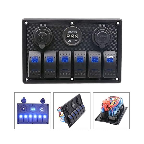 DCFlat-5-Pin-6-Gang-Car-Marine-Boat-Circuit-RV-LED-Rocker-Switch-Panel-Breaker-Voltmeter-USB-style3