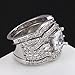 FENDINA Women 3 PCS Vintage 18K White Gold Plated Wedding Engagement Rings Set Princess Cut White CZ Promise Rings for Couples, Size 9