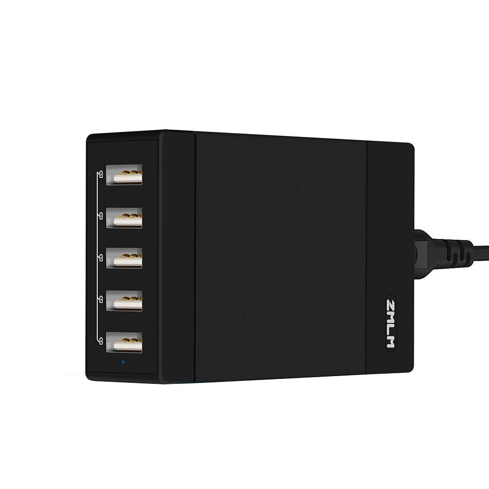 ZMLM 40W/8A 5-Port USB Charger Multi-Port Wall Charging Station with Smart IC for iPhone 7 / 6s / Plus, iPad Pro / Air 2 / mini /iPod, Galaxy S7 / S6 / Edge / Plus, Note 5 / 4, LG, Nexus, HTC and More