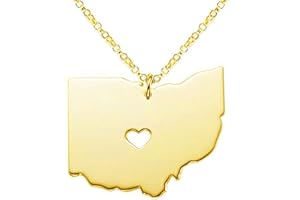 Meiligo 18K Gold Silver Country Map Charm Pendant Ohio state Map Necklace Jewelry