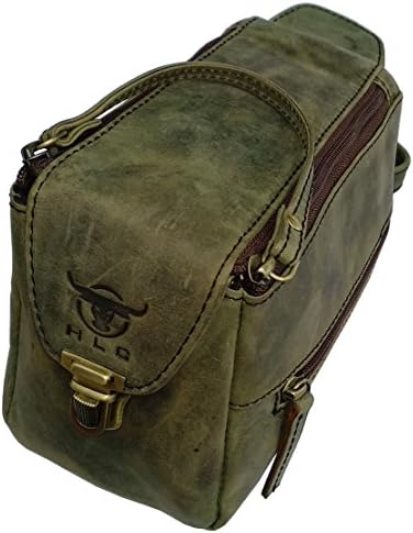 KK's Leather Buffalo Genuine Leather Toiletry Bags Dopp Kit Shaving and Grooming Kit Bags for Travel BAgs ~ Gift for Men Women ~ Hanging Zipper Leather Makeup Bags Bathroom Leather Cosmetic Pouch Bags