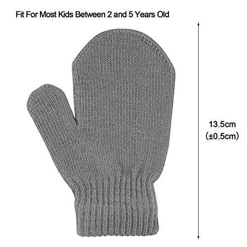 MENOLY 4 Pairs Toddler Magic Stretch Mittens Winter Warm Kids Knit Gloves for Little Girls Boys 4 colors