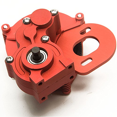 Aluminum Alloy Center Transmission Case /Gearbox with Straight Gear for 1/10 Axial SCX10 RC Model Crawler Car Red