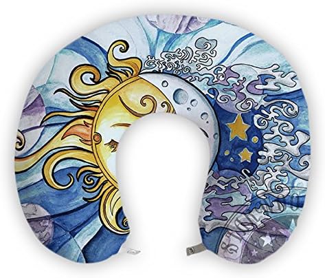 EnjoyIt Sun and Moon U-Shape Neck Pillow with Perfect Design Cloth with Soft Nap Surface and Memory Foam Insert