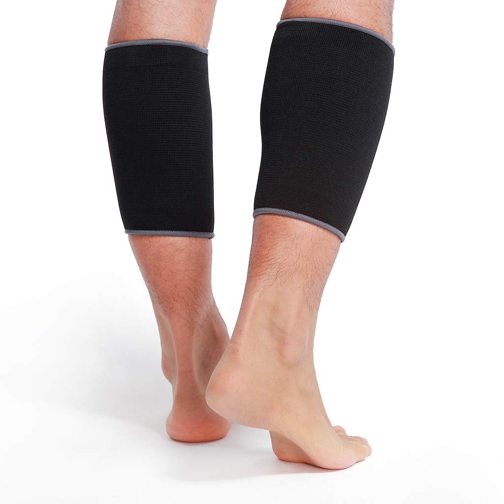 Neotech Care Calf Support Sleeve - Elastic & Breathable Knitted Fabric - Medium Compression (Black Colour, Size M, 1 Pair)