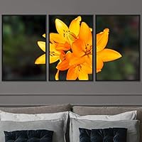 3 Piece Framed Canvas Wall Art Orange Blossom Canvas Prints Home Artwork Decoration for Living Room,Bedroom - 16