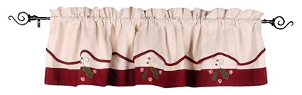 Home Collections by Raghu 72x15.5, Barn Red Peppermint Christmas Cream Fairfield Valance