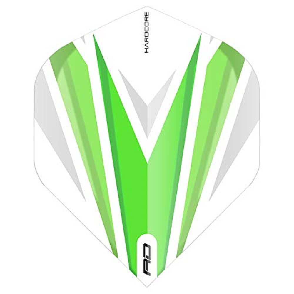 RED DRAGON Hardcore Radical Green & White Dart Flights - 4 sets Per Pack (12 Dart Flights in total)