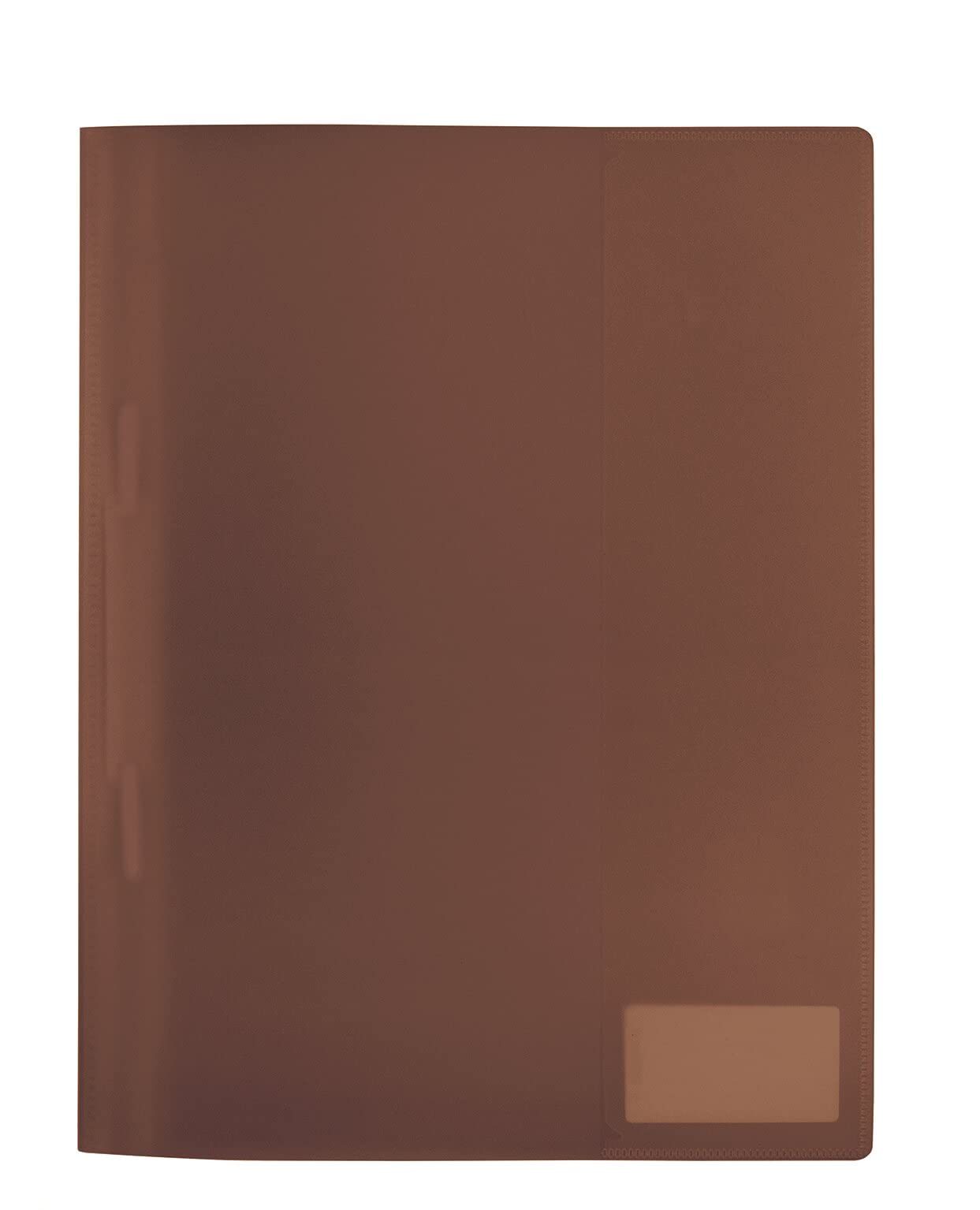 HERMA 19496 File Folder A4 Translucent Brown, Pack of 3, Plastic Folder with Labelling Label, Slip Pocket & Metal Staple Tongue, Sturdy Plastic File Folder Set for School and Office