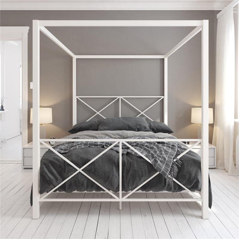DHP Rosedale Metal Canopy Bed Frame with Four Poster Design and