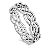 Wicca Weave Celtic Ring Sterling Silver 925 (Sizes 4-15)