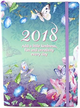 2018 Weekly By Day Planner Calendar Journal, 8.25 X 6 Inches, Laminated Cover (Butterfly Floral)