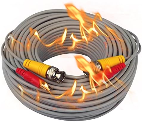 ISEEUSEE BNC Video Power Cable, 100 Feet Fire-Rated Pre-made All-in-One Video Security Camera Extension Cable Wire for CCTV DVR Surveillance System