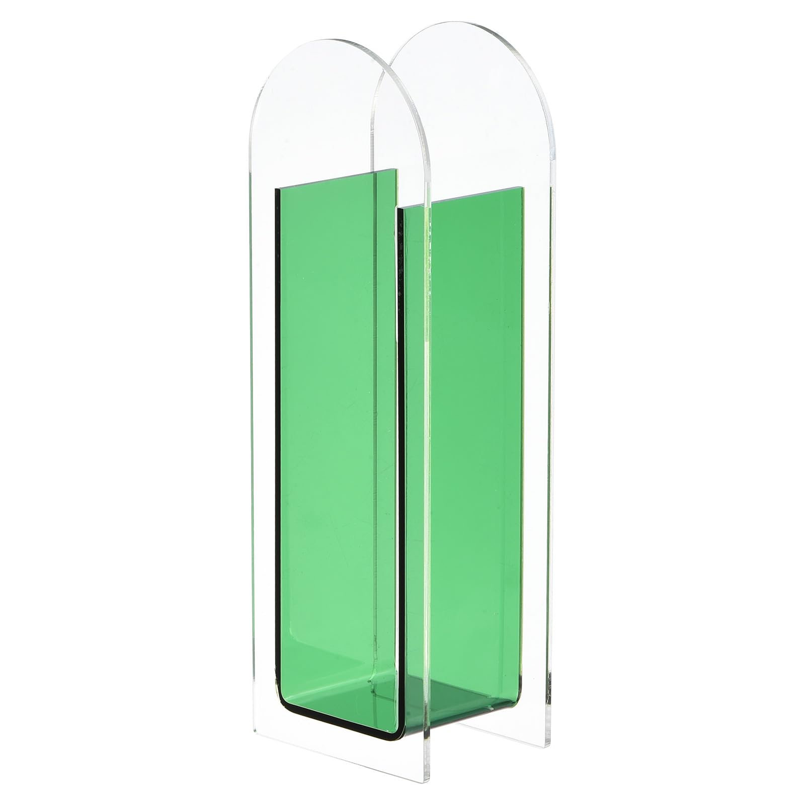 PATIKIL Acrylic Vase, Arch Acrylic Floral Vase Clear Geometric Plastic Decorative Vase for Wedding Table Centerpiece Home Decor, Dark Green