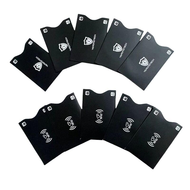 YARONGTECH RFID Blocking Sleeves Ultimate Premium Identity Theft Protection Sleeve Set for Men & Women. Smart Slim Profile Design (Pack of 10) (Black)