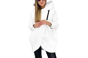Women's 2026 Hooded Asymmetrical Sweatshirt Half-Zip Fleece-Lined Oversized Plus Size Long Sleeve Fall Tunic