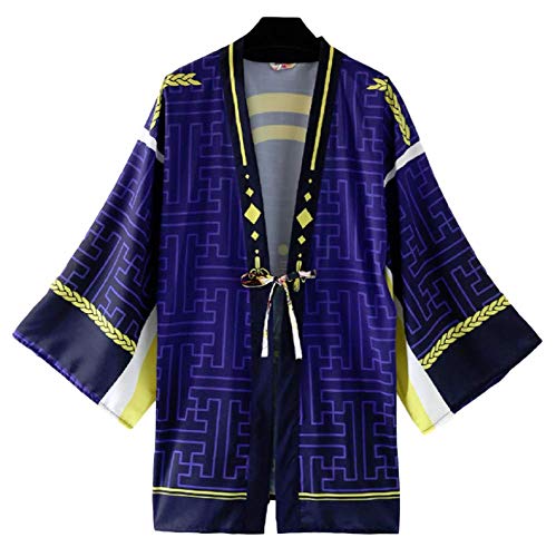 GK-O Touken Ranbu Mikazuki Munechika Cosplay Kimono Yukata Outerwear Chiffon Coat Costume (Small) Blue