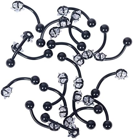 Lanyan Cubic Zirconia Belly Botton Rings Body Jewelry Piercing Surgical steel Hypoallergenic Lead and Nickel Free 20 pcs (Black)