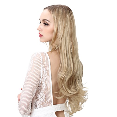 SARLA Synthetic Hairpieces Flip in Women Hair Extensions Natural Wave Invisible Halo Hair Extensions M01 (16H613 Dirty Blonde)