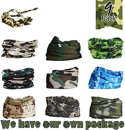 Pack of 9pcs, Outdoor Multifunctional Sports Magic Scarf, Magic Bandanas Tube, Seamless Scarf, Collars Muffler Scarf Face Mask, High Elastic Magic Headband with Uv Resistance, Headscarves, Headbands