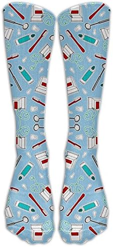 Cute Dentist Dental Hygienist Print Blue Spandex Classic For Women Or Man Baseball Knee High Sport Sock Knee-high Socks