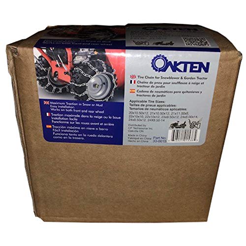 OakTen Set of Two Snow Tire Chain 20x10.50x12, 21x10.50x12, 21x11.00x8, 22x10x10, 22x10x12, 23x9.50x12, 24x8.00x14, 24x8.50x12, 24x8.50-14