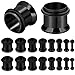 BodyJ4You 18PC Ear Stretching Kit Tunnels - 14G-00G Beginner Gauges - Single Flare Flesh Saddle Expanders - Hypoallergenic Black Steel - Women Men Unisex