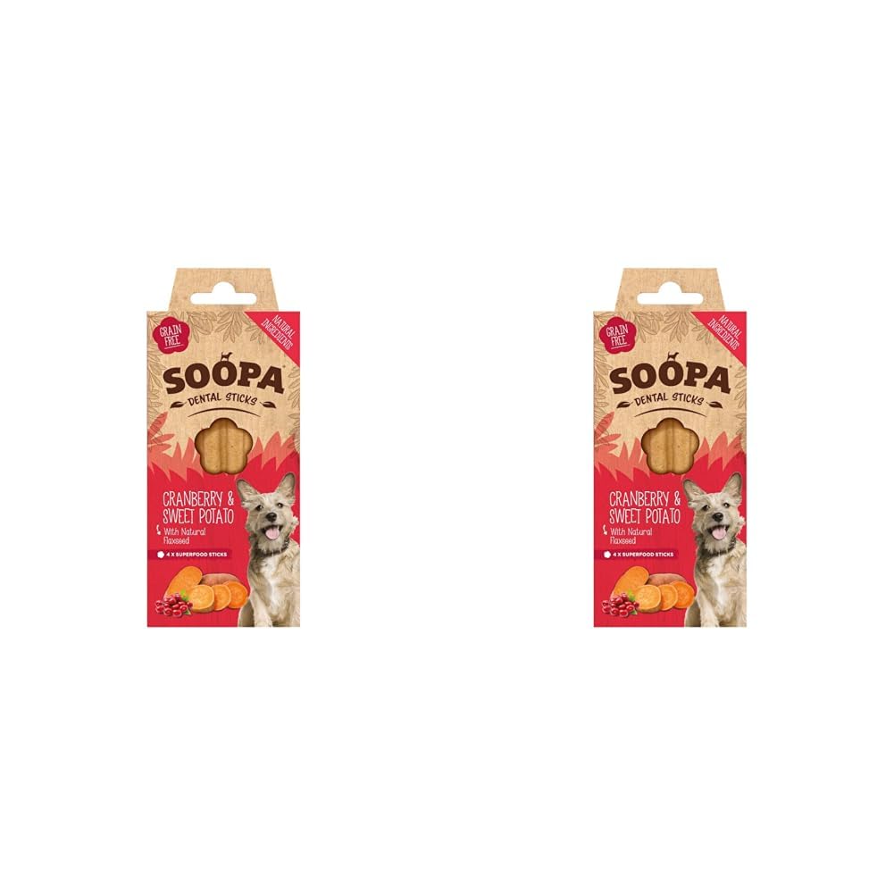 Soopa Cranberry and Sweet Potato Dental Sticks Dog Treat, 100 g (Pack of 2)
