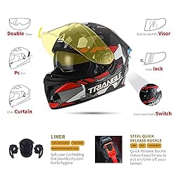 TRIANGLE Dual Visor Full Face Motorcycle Bike