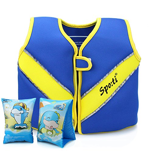 Kids Swim Jacket Baby Buoyancy Vest - Child Neoprene Float Jacket Baby Swimwear Aids, For Kids Age 5-6 Years Old Including Float Armbands, Designed to help children learn to swim (Large)