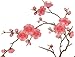 Two Asian Cherry Blossom Sakura Flower Iron on Embroidered Appliques Patch Japanese Chinese (Pink)