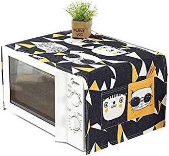 Fabric Cover Microwave Washing Machine Cover Dust Cover Versatile Made in Korea (Small, Black Cat)
