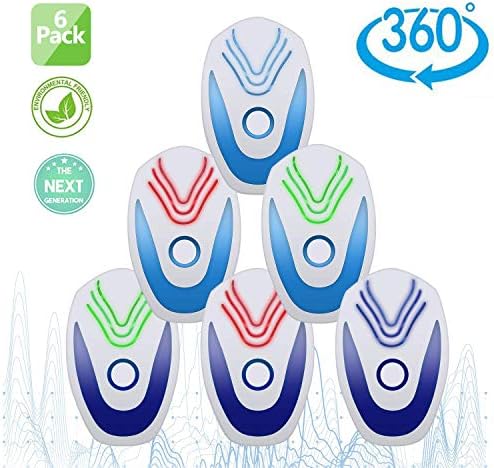 Tomu Ultrasonic Pest Repeller for Bugs and Insects, Mice Repellent to Repel and Prevent Mouse, Ant, Mosquito, Spider, Rodent, Roach,Child and Pets Safe Control (6 Colorful) (6 Dark G+B)