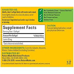 Nature Made Lutein 20 mg Softgels, 30 Count for Eye