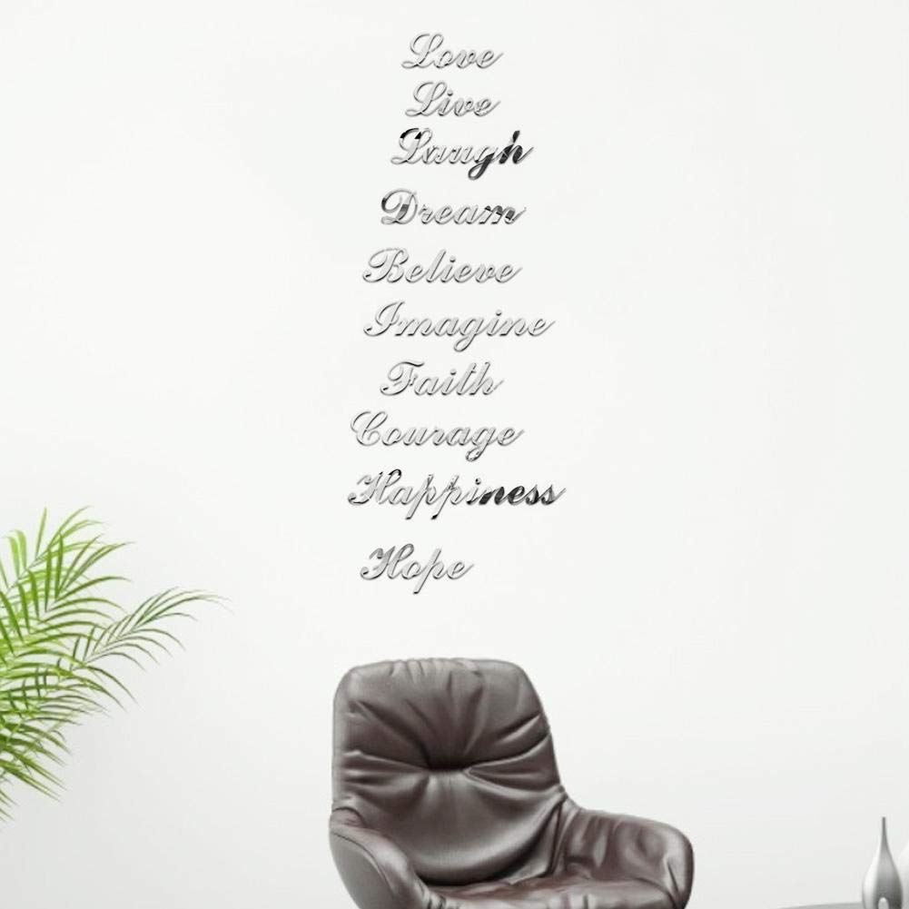 Wall Sticker, Acrylic Self Adhesive Waterproof Stair Wall Decals Murals Household Living Room Mirror for Kids Girls Bedroom Decoration (Sliver)