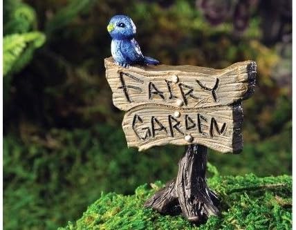 NEW ~ Blue Bird Sign “Fairy Garden” ~ Miniature Dollhouse FAIRY GARDEN